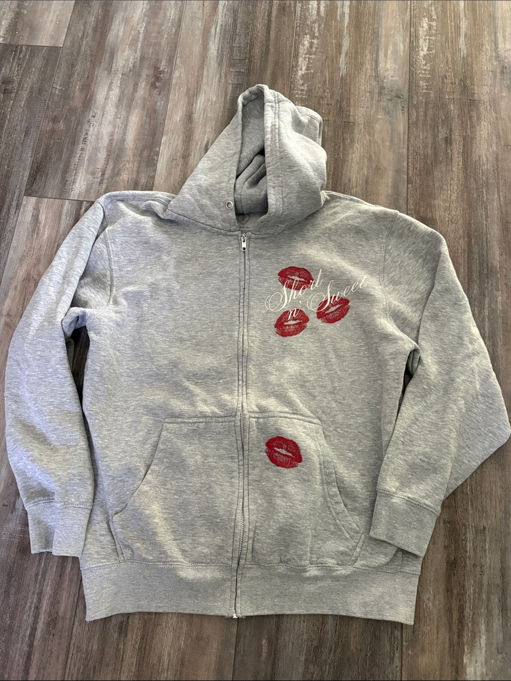 Sabrina Carpenter Short N Sweet Tour 2024 Hoodie Sweatshirt Grey Small